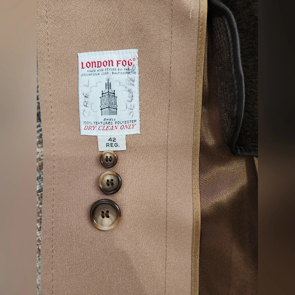 ☂London Fog Vintage 1970s Point Collar Trench Coat Tan Khaki Made in USA 42 Reg - Picture 5 of 16